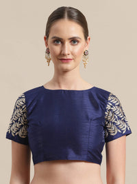 AKHILAM Women's  Organza Net Embroidered Saree With Blouse Piece