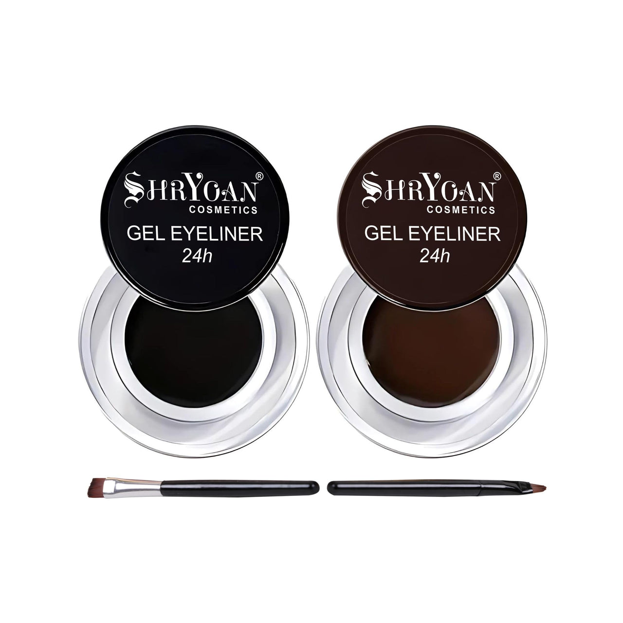 Shryoan 24-Hour Gel Eyeliner Duo - Black and Brown| Long-Lasting, Smudge-Proof | Gel Formula for Dramatic Eye Looks | Glossy Finish, Intense Colour |Travel Size - 4gm (Each)