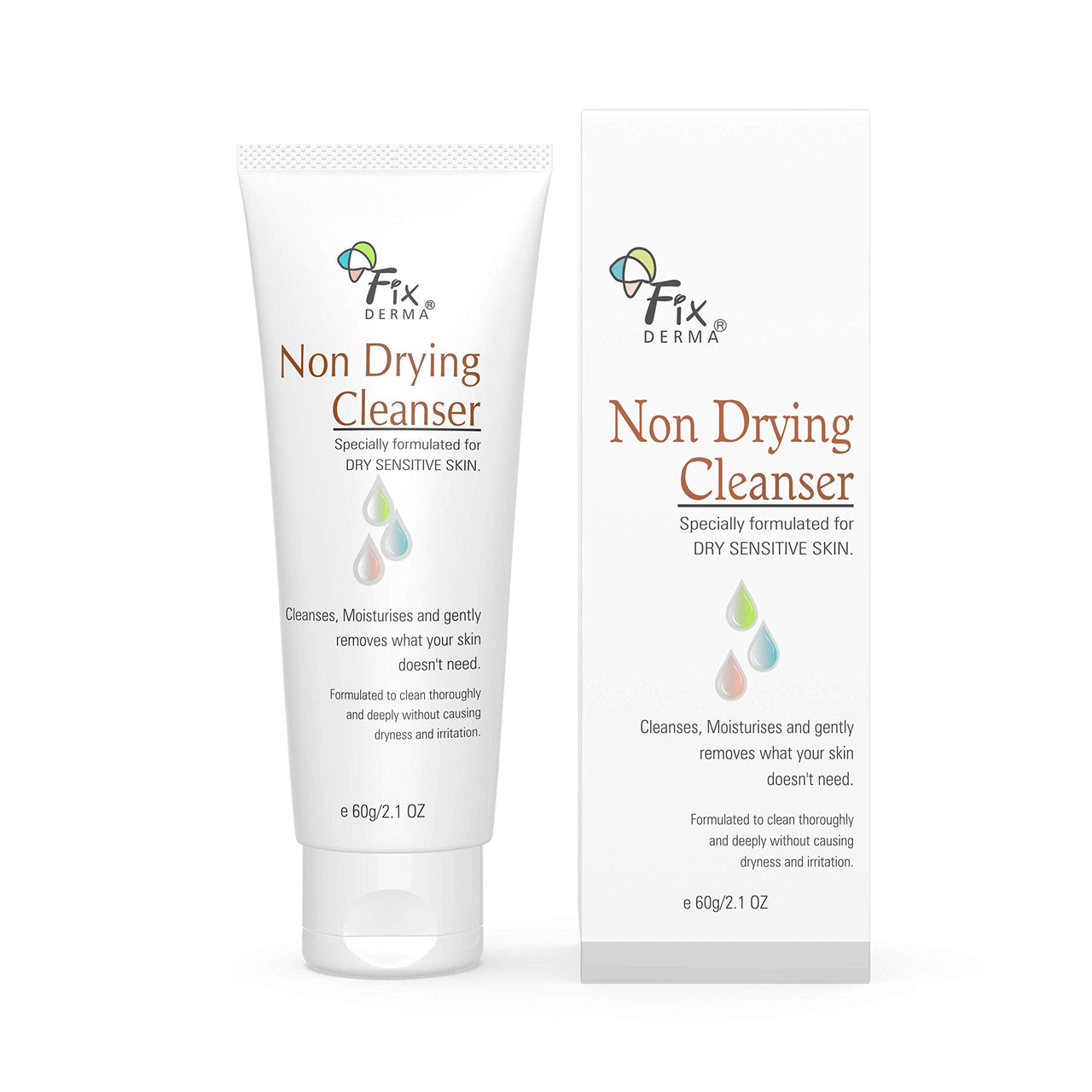 Fixderma Non Drying Cleanser, soap-free & pH Balanced cleanser, Pore-Refining, Dermatologist tested, Face Exfoliator, Non-comedogenic & Non-irritating skin cleanser - 60g