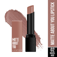 Hilary Rhoda Matte About You Lipstick | Long Lasting & Highly Pigmented Lipstick | Glides Smoothly | Matte Finish | One Stroke Application | Cruelty-Free & Vegan - 3g (Hazel Hug - Shade 02)
