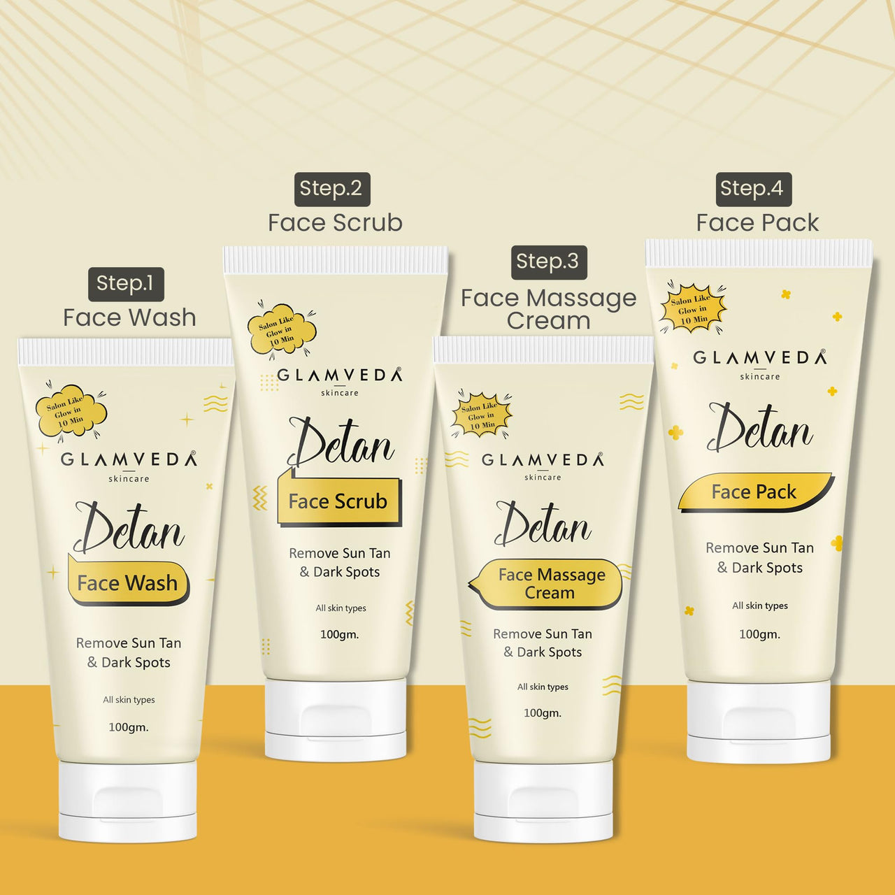 Glamveda Detan Face Wash | Gel To Foam Cleanser | Clears Tanning & Pigmentation | Paraben & SLS free| 100gm