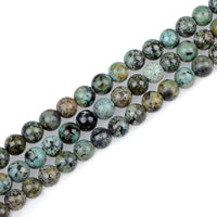 Bymitel 140Pcs Natural Crystal Beads Stone Gemstone Round Energy Healing Loose Beads with Stretch Cord for Jewelry Making Bracelets Anklets (African Turquoise, 8mm 140pcs) African Turquoise