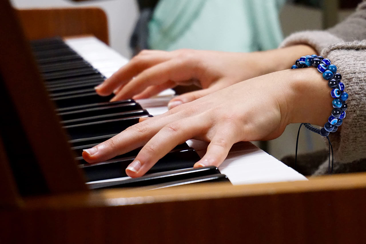 Triple Protection Bracelet 8MM Blue Tiger Eye Evil Eye Black Onyx Stone Bracelet Healing Crystal Natural Stone Beads Bracelet for Men Women Bring Prosperity Luck 8mm Blue Tiger Eye/Demon's  Eye/Black Onyx