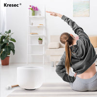 Kresec 9 Inch Crystal Singing Bowl F Note (±40 cents) Heart Chakra with O-ring and Mallet for Meditation, Yoga, Spiritual and Body Healing and Energy Cleansing