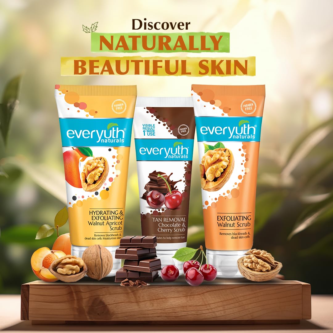 Everyuth Naturals Hydrating & Exfoliating Walnut Apricot Scrub, 100gm, Tube