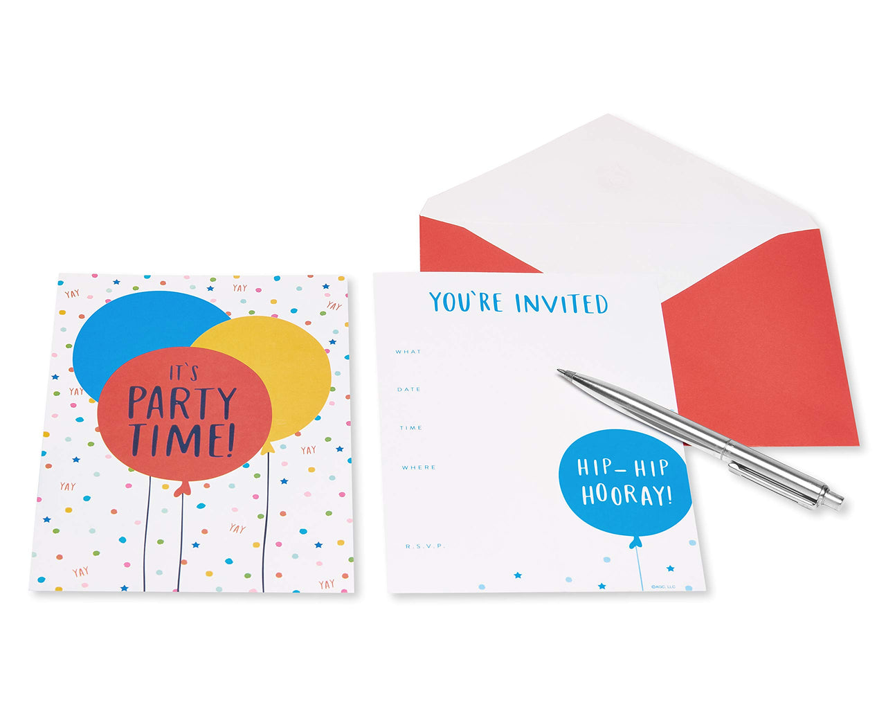 American Greetings Party Invitations and Envelopes Perfect for any Birthday or Special Occasion, Multi Color Balloons (25-Count) red, yellow, blue