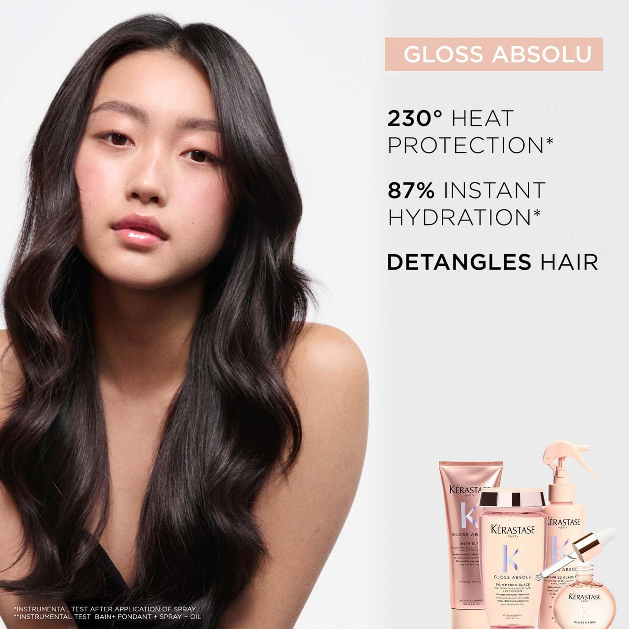 Kérastase Gloss Absolu Anti-Frizz Heat Protectant Spray For Glossy Hair | Fine To Medium Hair | 4-Days Anti-Frizz | With Hyaluronic & Glycolic Acid, Wild Rose-In-Oil | 190ml