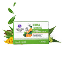 Ayouthveda Neem and Turmeric Herbal Soap | Antiseptic Bathing Soap with Natural Fragrance | Prevents Skin Disease With Neem & Turmeric | For Glowing & Acne Free Skin (Pack of 2-100g each)