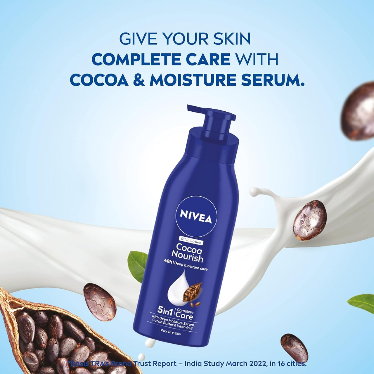 NIVEA Cocoa Nourish 400ml Body Lotion with Deep Moisture Serum| 48 H Moisturization | With Cocoa Butter & Coconut Oil | Non Greasy & Healthy Looking Skin |For Very Dry Skin