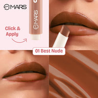 MARS Click Stix Gloss Lip Balm (2.0 gm) (01-BEST NUDE) | High Pigmented | Ultra-Glossy Finish | Non-Sticky | Hydration | Enriched with Cocoa Butter