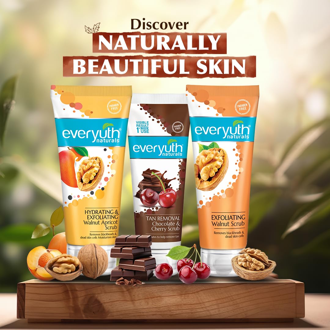 Everyuth Naturals Pure & Light Tan Removal Choco Cherry Scrub, 50Gm, Bottle
