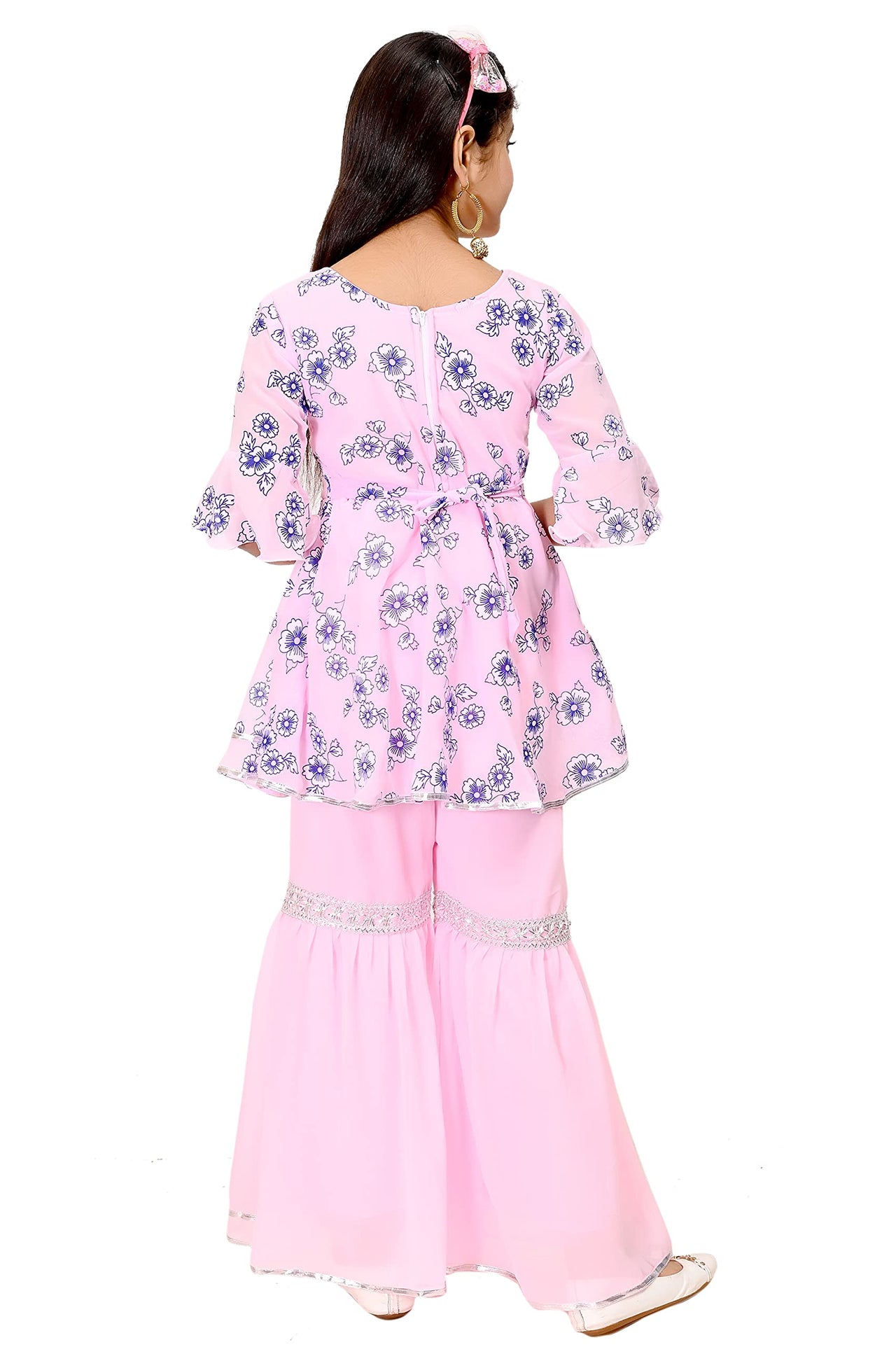 FNOCKS Girls Georgette Anarkali Kurta and Sharara Pants 7 Years-8 Years