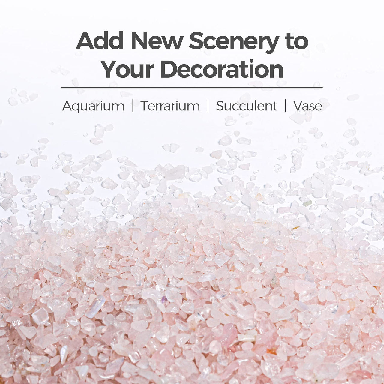 T4U Tumbled Chips Stones Crushed Crystal Quartz 1 LB, Irregular Shaped Gravel Pebble Healing Stone, DIY Smoothed Rocks for Potted Plant,Resin Art,Vase Fillers Aquarium Gravel Rocks (Light Rose) #2 - Rose