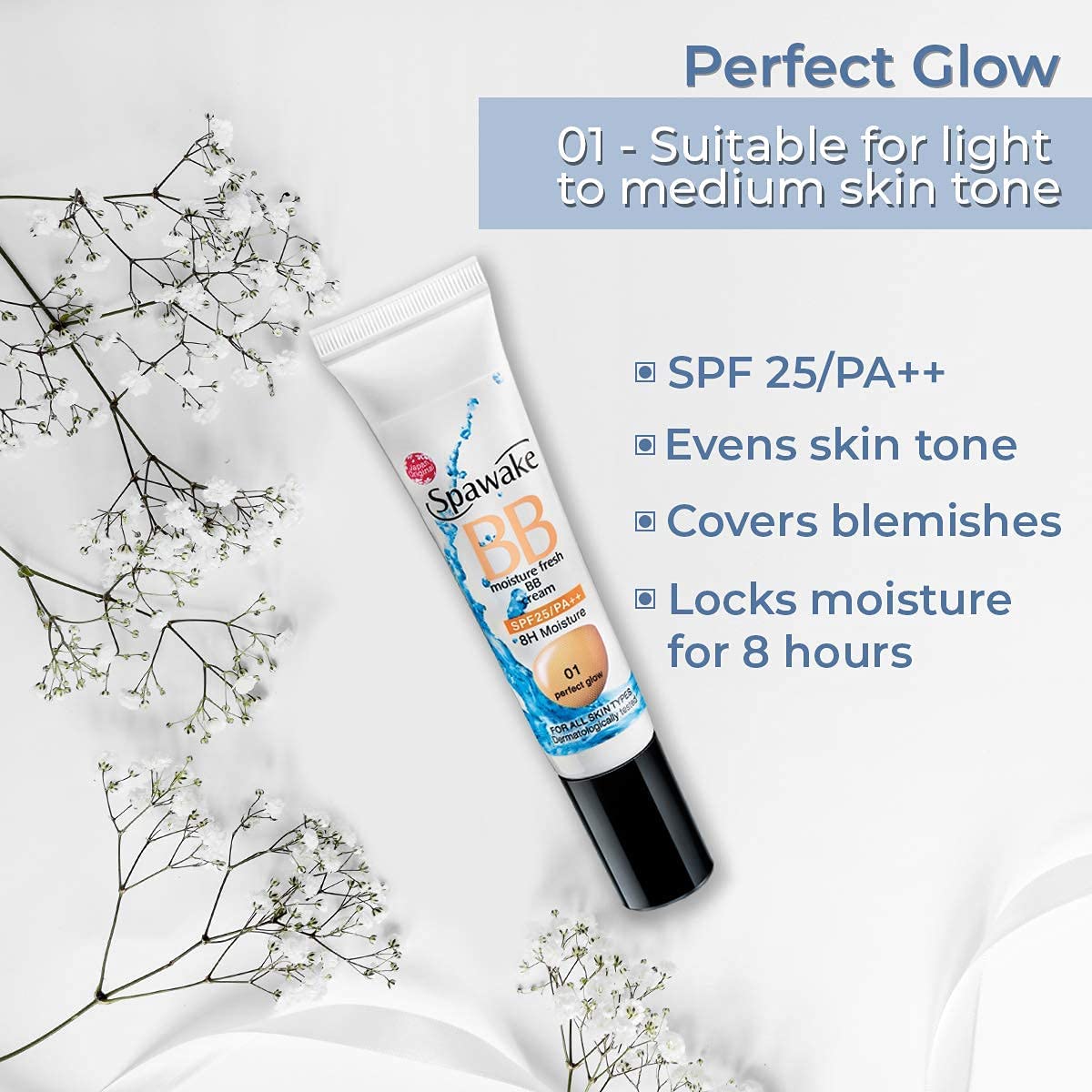 Spawake BB Cream 02 Natural Glow with SPF25/PA++, All Skin Types, 30g…