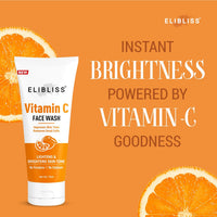 Elibliss Vitamin C Face Wash for Glowing Skin, Brightening & Lightening, Removes Dead Cells, Deep Cleansing, No Parabens & Sulphate, Suitable for All Skin Types 75ml