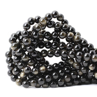CHEAVIAN 45PCS 8mm Natural Golden Obsidian Gemstone Round Loose Beads Crystal Energy Stone Healing Power for Jewelry Making 1 Strand 15