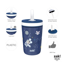 Zak Designs Disney Mickey Mouse Kelso Tumbler Set, Leak-Proof Screw-On Lid with Straw, Bundle for Kids Includes Plastic and Stainless Steel Cups with Bonus Sipper (3pc Set, Non-BPA)15 fl oz. Classic