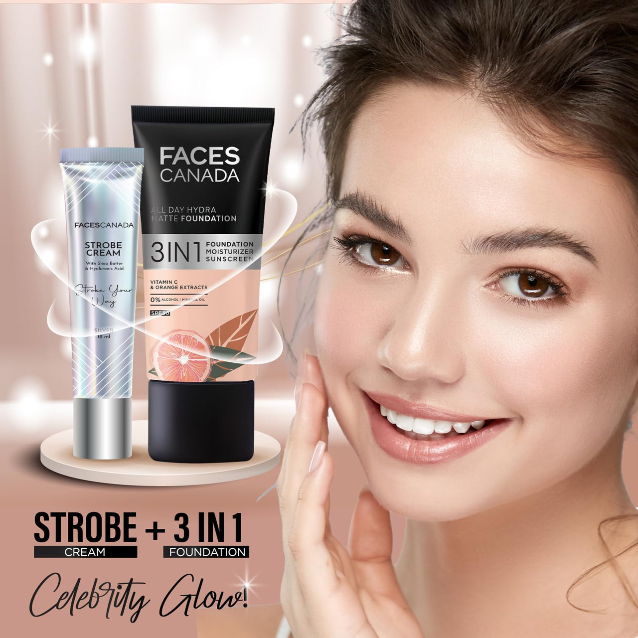FACESCANADA Strobe Cream - Silver, 18ml | Primer + Highlighter + Moisturizer | Shea Butter & Hyaluronic Acid | Intense Hydration | Flawless Radiant Dewy Skin | Illuminating & Glowing Makeup Base
