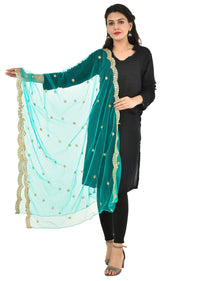 YOUTHQUAKE Heavy Embellished Plastic Mirror Net Dupatta for Womens & Girls
