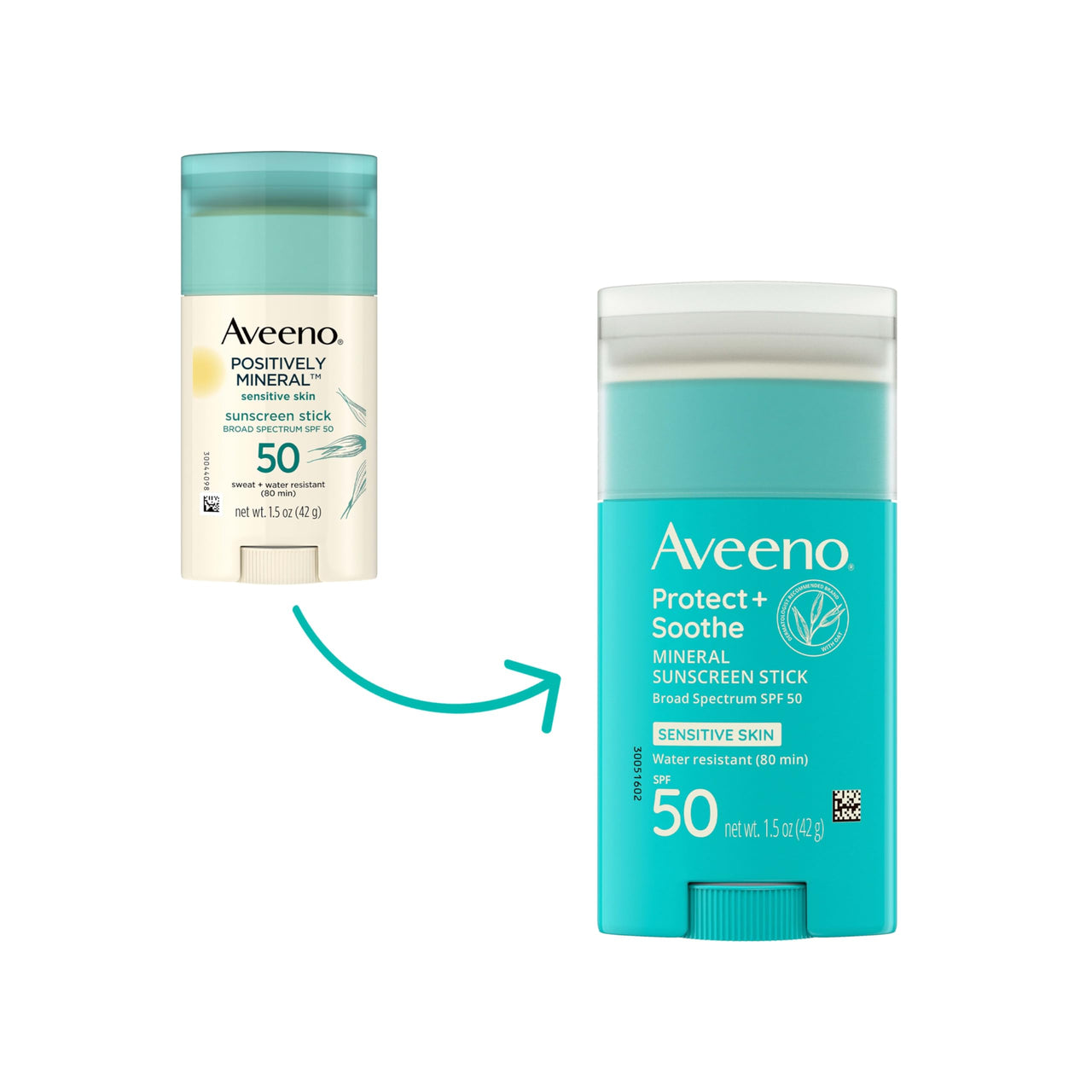 Aveeno Protect + Soothe Mineral Sunscreen Stick for Sensitive Skin SPF50, 1.5oz/42g