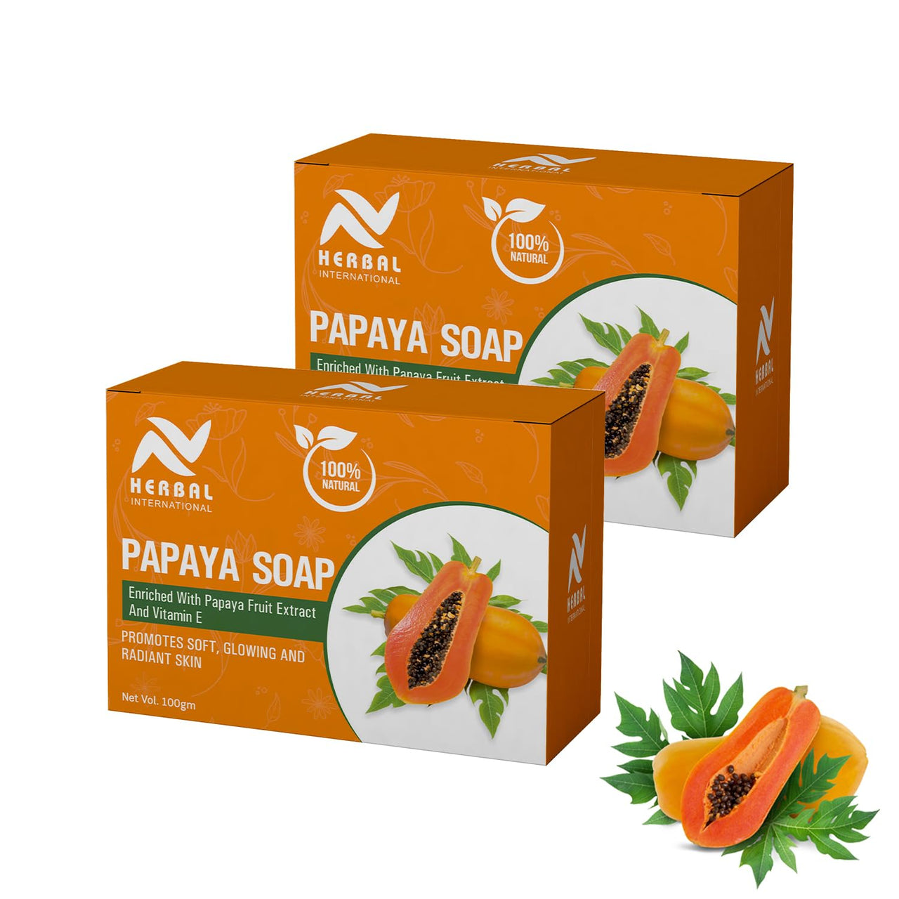 AV Herbal International Organic Papaya Face and Body Soap | Natural Papaya Herbal Soap for Glowing & Clear Skin ? Skin Brightening & Nourishing Bar (Pack Of 5)