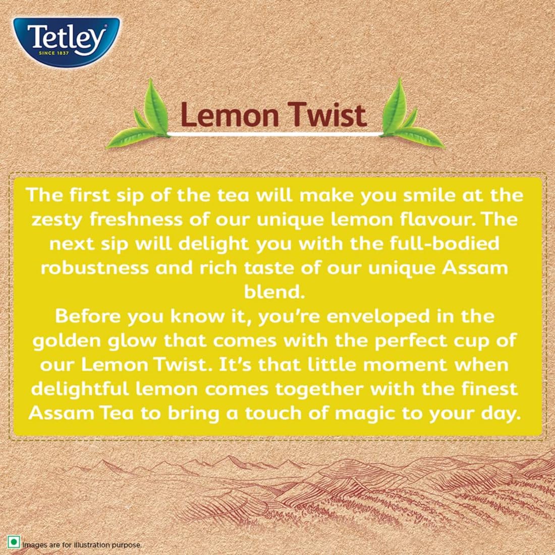 Tetley | Lemon Flavoured Refreshing Tea | Black Tea | 50 Tea Bags, 100 Grams