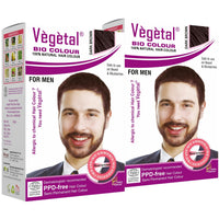 Vegetal Bio Colour Natural Dark Brown Hair Colour for Men, PPD-free, Semi-Permanent, Safe for Beard and Mustache 25g. (Pack of 2)