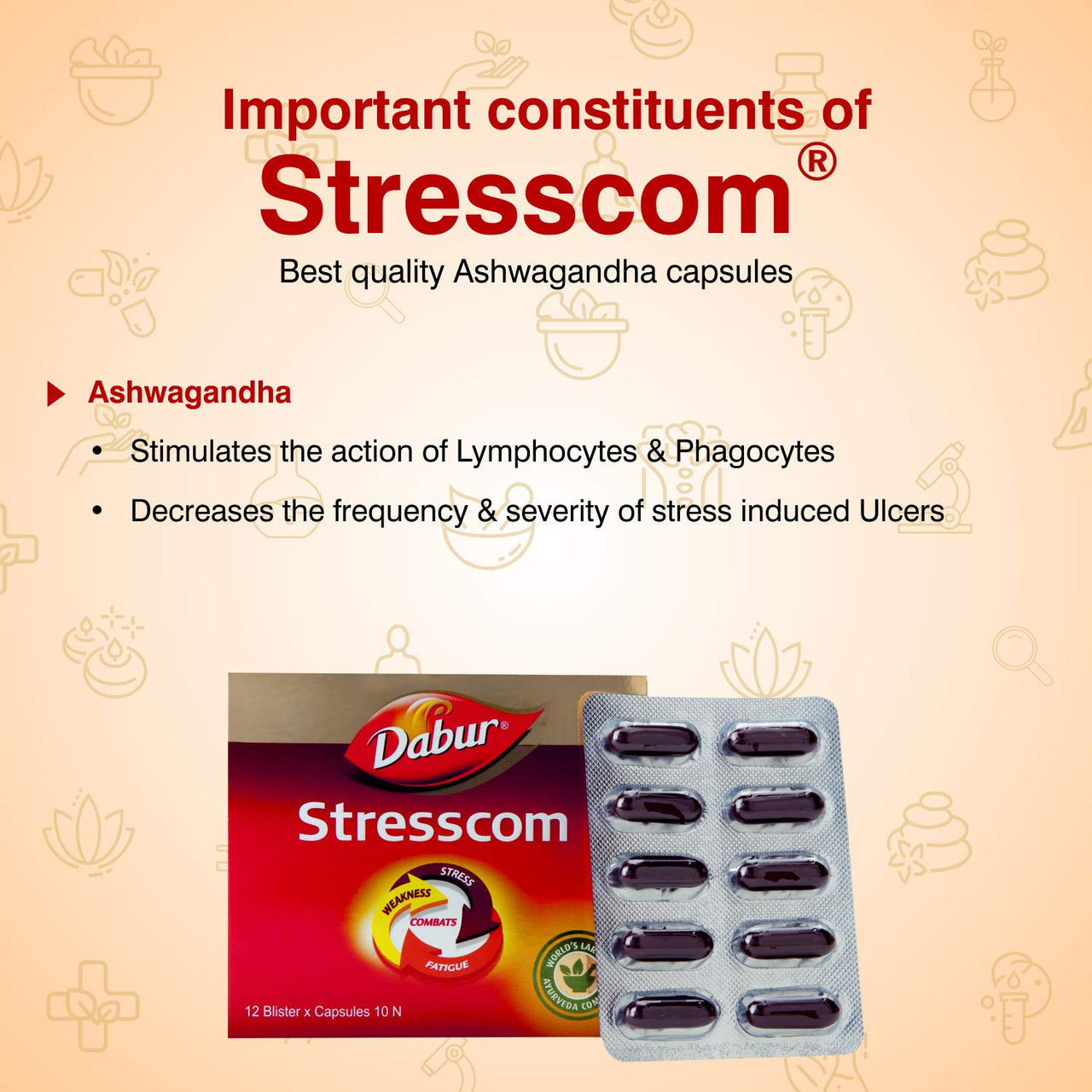 Dabur Stresscom - 10 capsules *12 strips