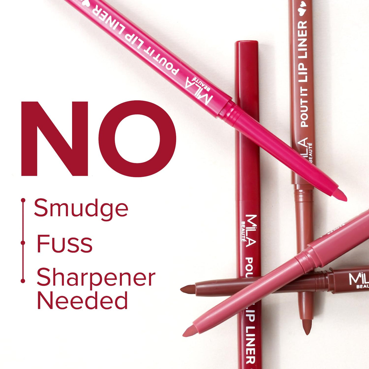 Mila Beauté Pout it Lip Liner Set of 12 I Highly Pigmented, Long Lasting & Non Drying Formula Enriched with Squalene I Smooth and Precise Application | Matte Lip Liner Suitable for Indian Skin Tones