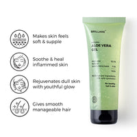 Brillare Natural Aloe Vera Gel - Ultimate Moisturiser for Face, Hair & Skin | Pure, Hydrating, Soothing Care, 200 GM