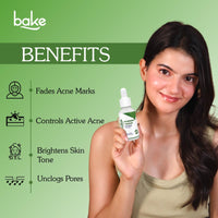 BAKE 10% Niacinamide + Azelaic Acid Face Serum for Acne Marks, Dark Spots & Open Pores | Reduces Active Acne, Blemishes | 30ml