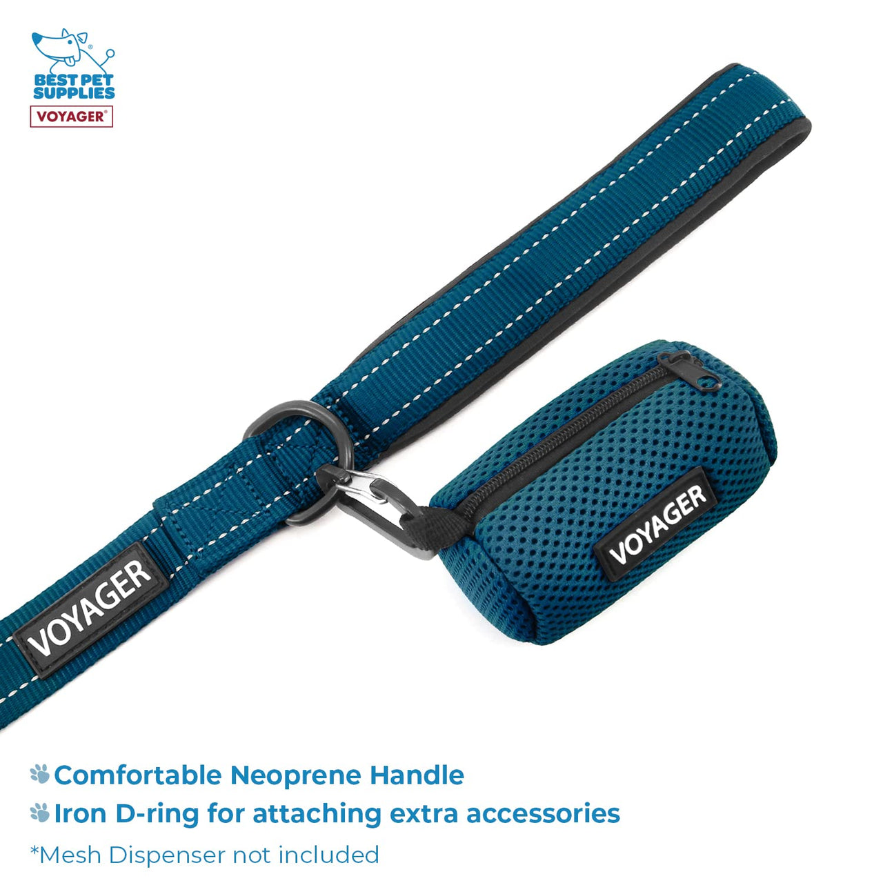 Voyager Step-in Air All Weather Mesh Harness and Reflective Dog 5 ft Leash Combo with Neoprene Handle, for Small, Medium and Large Breed Puppies by Best Pet Supplies - Set (Blue), S