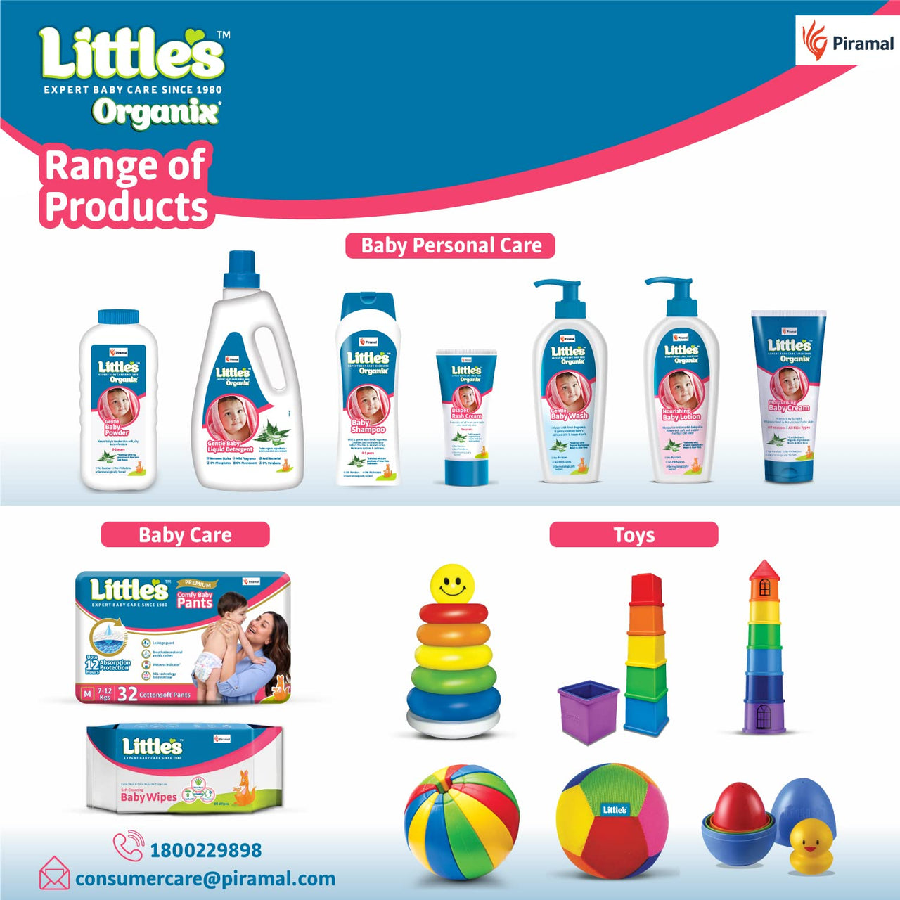 Little's Organix Gentle Baby Wash 400ml - Pump Pack | Dermatologically tested | With Organic Aloe Vera & Neem | pH balanced | All skin types