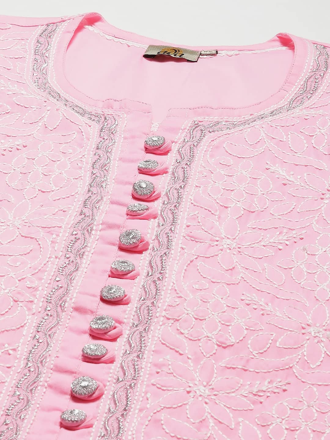 Ada Women's  Hand Embroidered Lucknowi Chikankari Cotton Straight Short Top Kurti A178625