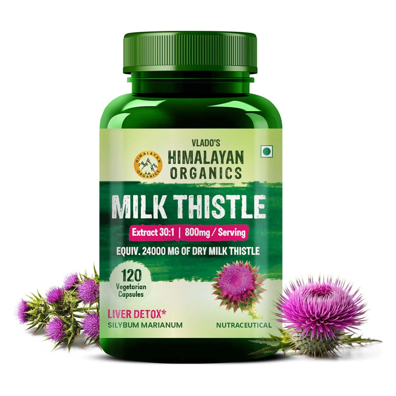Vlado's  HIMALAYAN ORGANICS Milk Thistle Extract With 800Mg Of Silybum Marianum Detox Supplement For Men And Women For Healthy Liver | Boost Metabolism And Maintain Cholesterol level - 120 Vegetarian Capsules