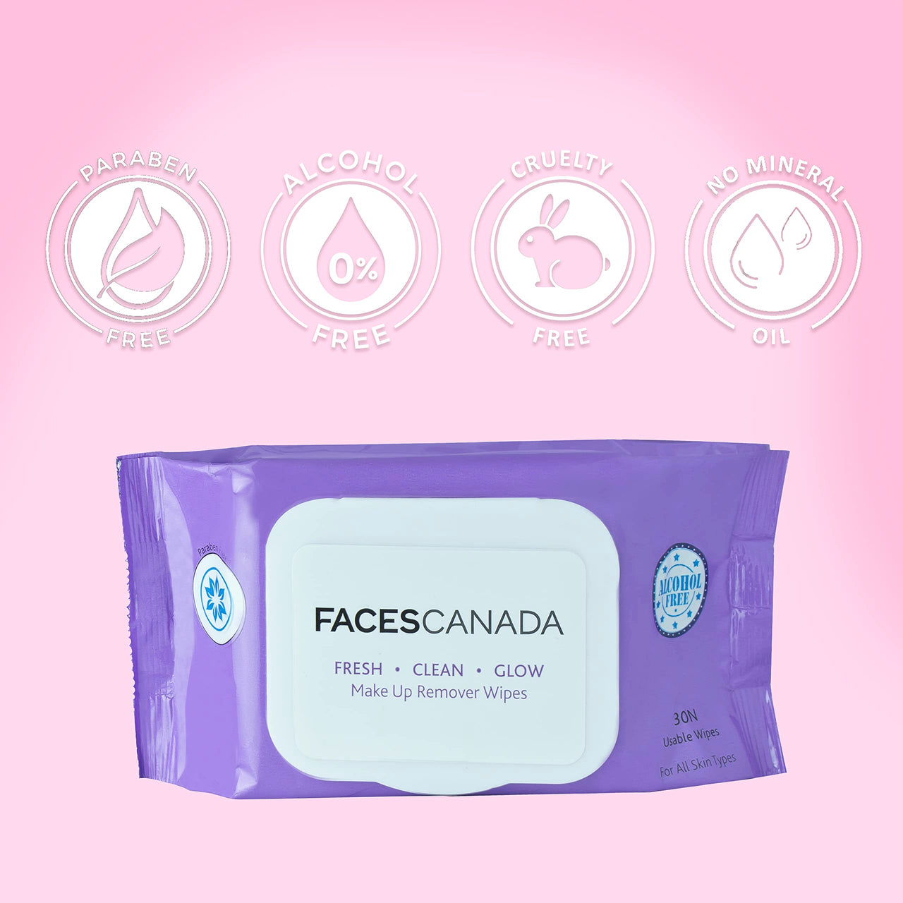 FACES Fresh Clean Glow Makeup Remover Wipes (30 Count)