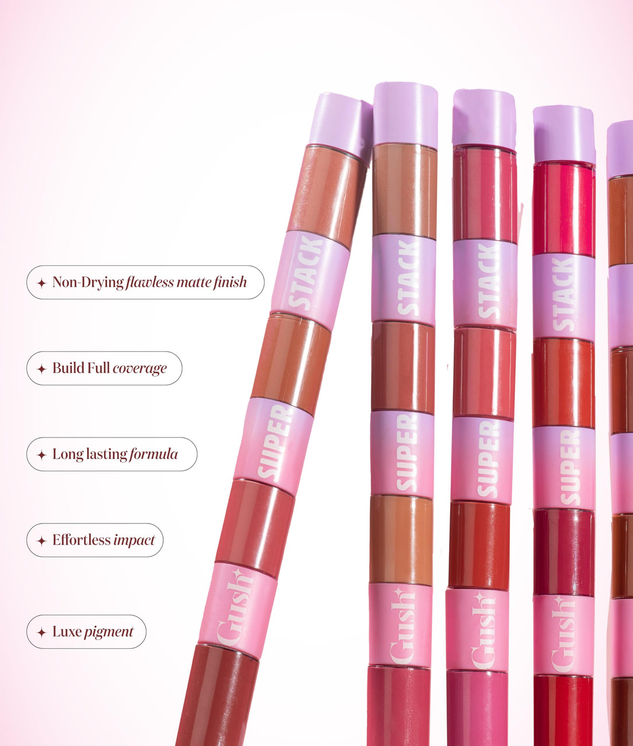 Gush 4 in 1 Matte Liquid Lipstick | Waterproof and Smudge proof | Non Sticky & Non Drying | Highly Pigmented | Infused with Shea butter and Jojoba oil to prevent dryness (8.4 ml) (Dark Nude)