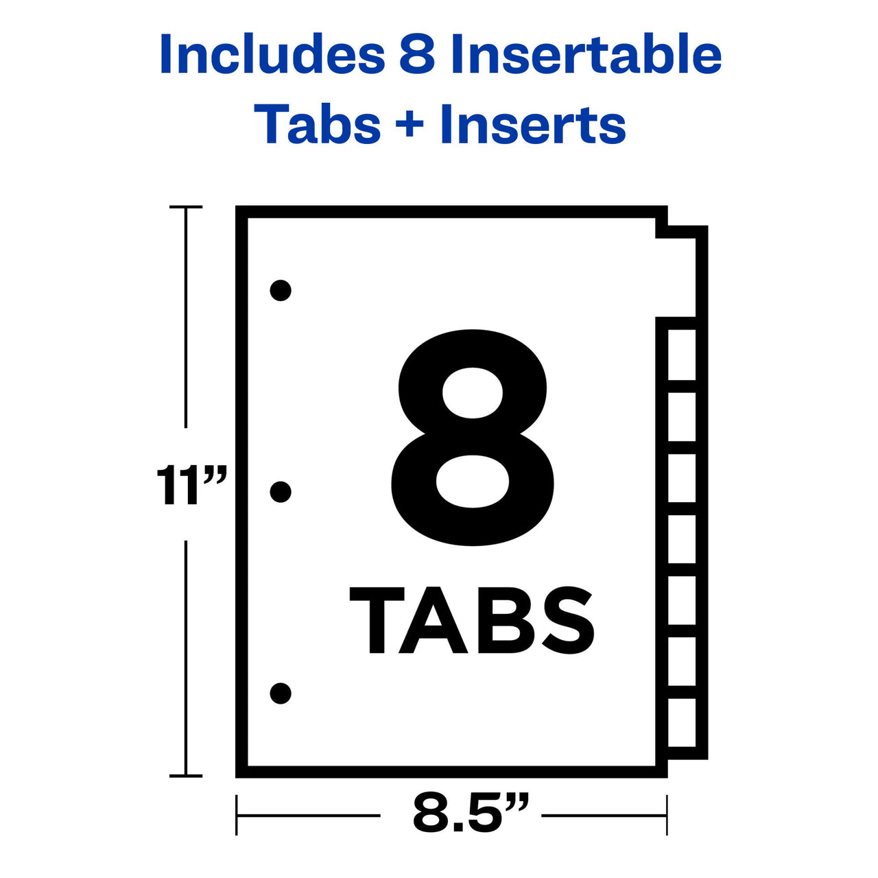 Avery 8-Tab Binder Dividers, Insertable Multicolor Big Tabs, 1 Set (11111)