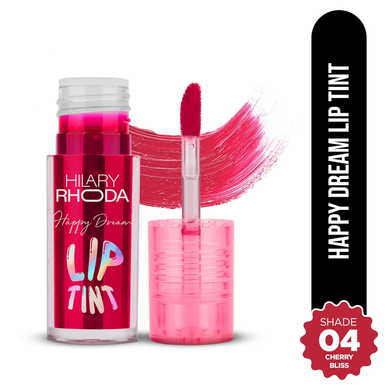 Hilary Rhoda Happy Dream Lip Tint | Hydrating Formula | Infused with Hyaluronic Acid | Cruelty-Free & Glossy Finish | Non-Sticky Formula - 3.7g (Cherry Bliss- Shade 04)