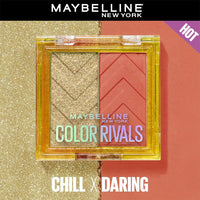 Maybelline New York Color Rivals Pigmented Eyeshadow Palette, Long lasting, Sweatproof, Waterproof, Matte, Shimmer : Chill x Daring, 3g