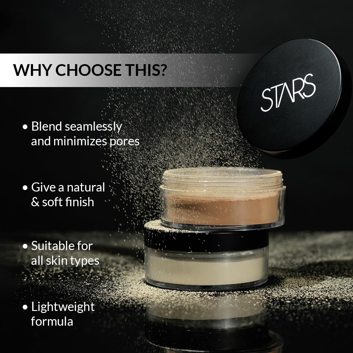 STARS COSMETICS Translucent Powder – Loose Setting Powder for Face | Lightweight & Long Lasting | Natural Soft Matte Finish | Makeup Artist Recommended | Covers Imperfections | Beige Pearl (20g)