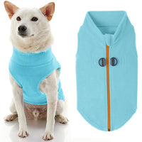 Gooby Zip Up Fleece Dog Sweater - Turquoise, Small - Warm Pullover Fleece Step-in Dog Jacket with Dual D Ring Leash - Winter Small Dog Sweater - Dog Clothes for Small Dogs Boy and Medium Dogs Small chest (~13.5