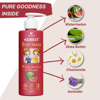 HealthBest Kidbest Bodywash for 3-13 Years Kids | Anti-Bacterial | Normal Skin, Sensitive Skin & Dry Skin | Tear, Paraben, SLS free | Watermelon Flavor | 500ml (Pack of 2)