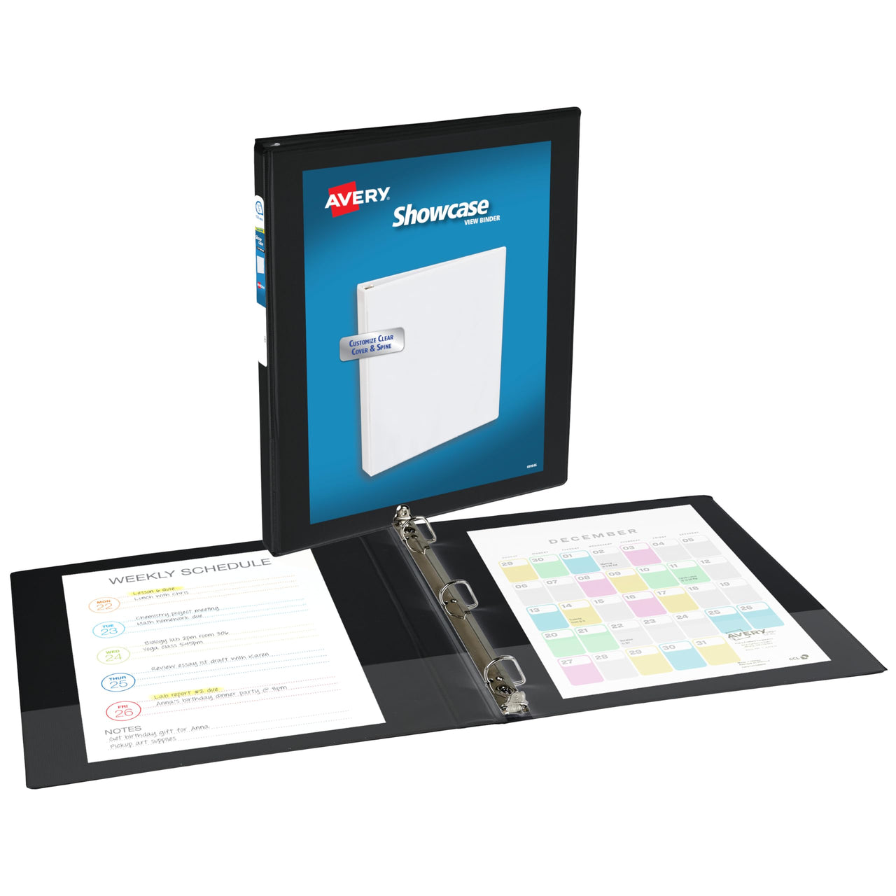 Avery Economy Showcase View 3 Ring Binder, 0.5" Round Rings, 1 Black Binder (19550)
