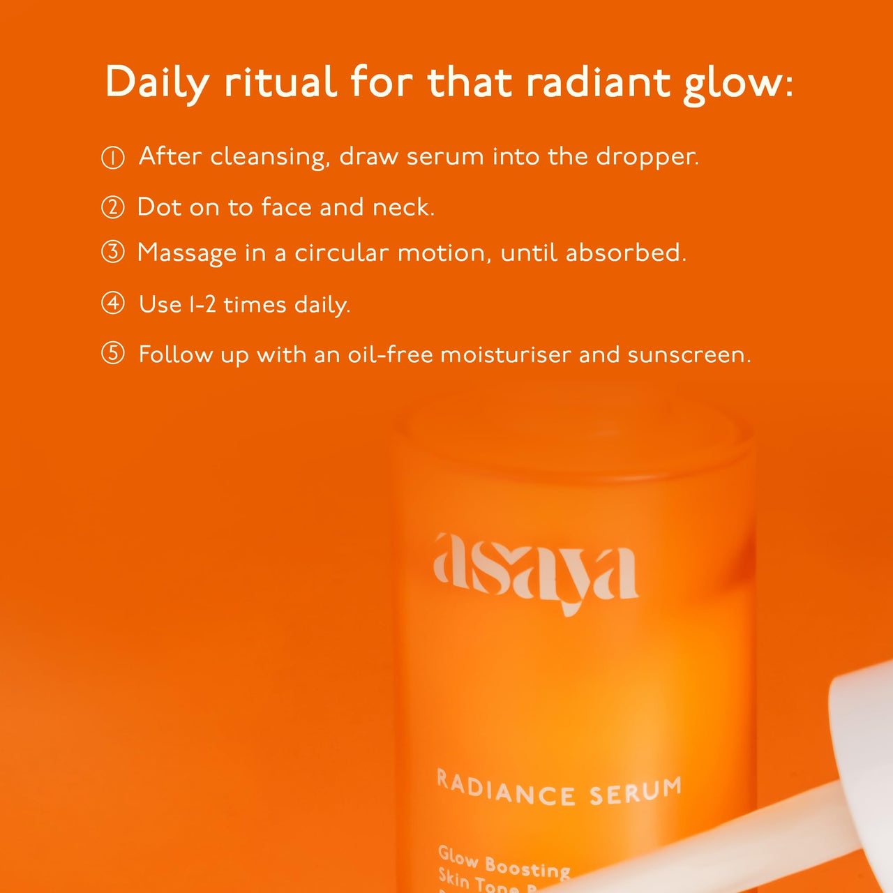 Asaya Radiance Serum | Korean Vitamin C Serum for Glowing Skin | With Niacinamide, 11 Vitamins Complex & Probiotics | Fades Dark Spots, Pigmentation & Acne Marks | Brightens & Strengthens Skin Barrier | Hydrating & Fast Absorbing | Lightweight, Non-Greasy