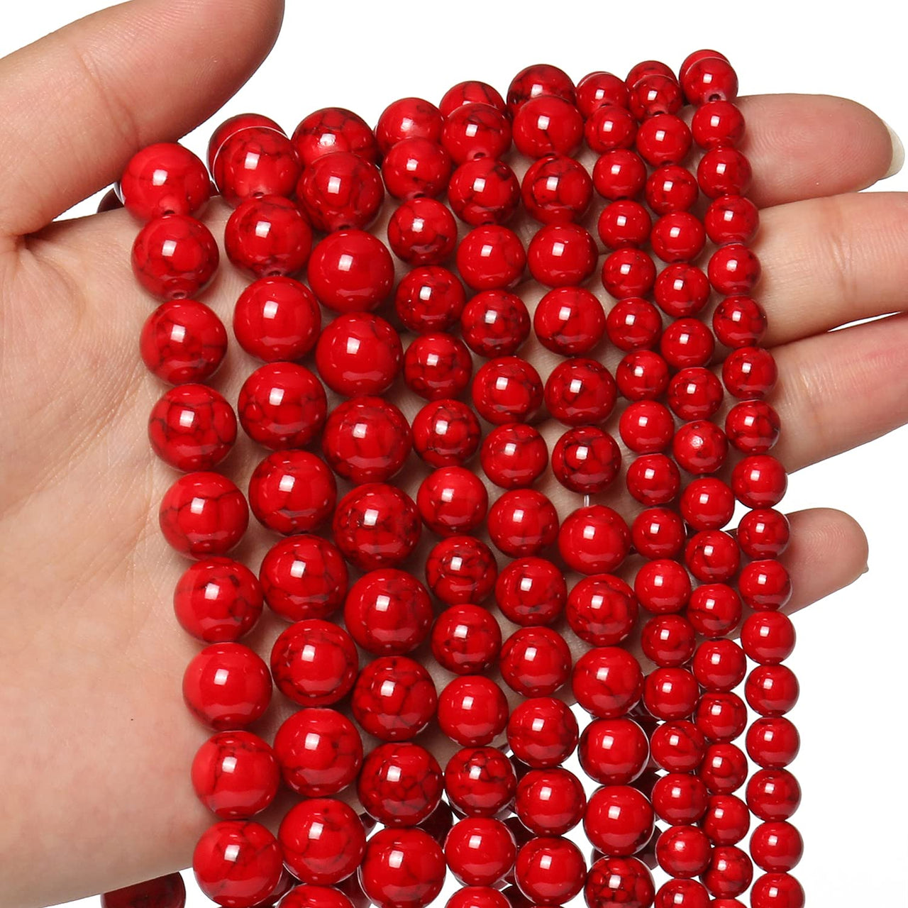 45pcs 8mm Natural Stone Beads Red Turquoise Beads Energy Crystal Healing Power Gemstone for Jewelry Making, DIY Bracelet Necklace
