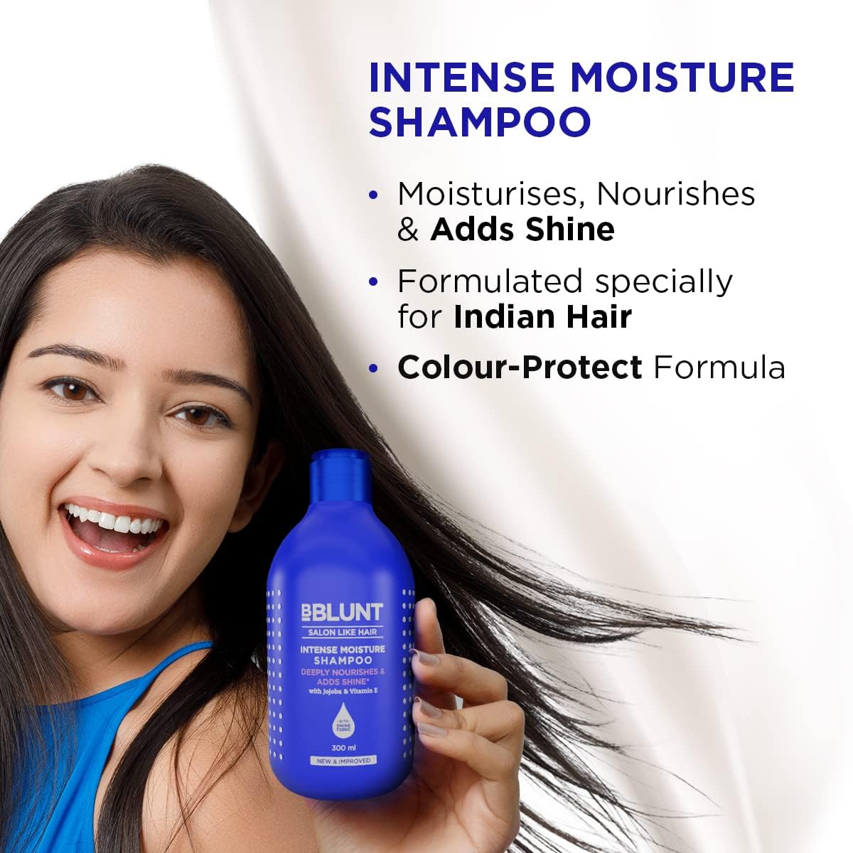 BBLUNT Intense Moisture Shampoo with Jojoba and Vitamin E for Dry & Frizzy Hair - 300 ml (Pack of 3)