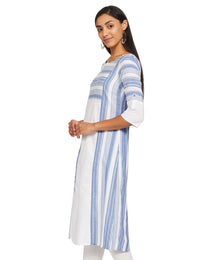 Aurelia Womens Round Neck Striped Kurta