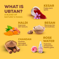 Joy Ubtan Tan Removal Face Wash 150ml x 2 | Detans, Removes Dirt & Blemishes for a Natural Glowing Skin | Enriched With Turmeric, Saffron & Sandalwood | Suitable for All Skin Types