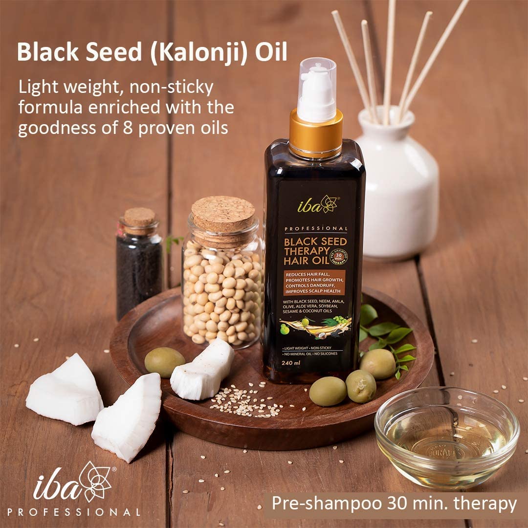 Iba Professional Black Seed Therapy Hair Oil - 240ml | Lightweight | Non-Sticky | Mineral Oil Free | Halal Certified & Vegan